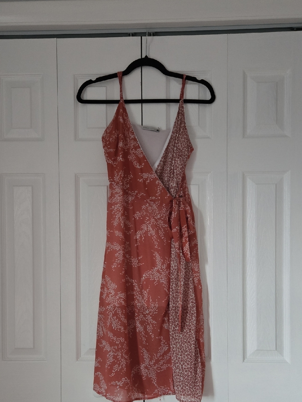 Paper Crane Rust Floral Wrap Midi Dress